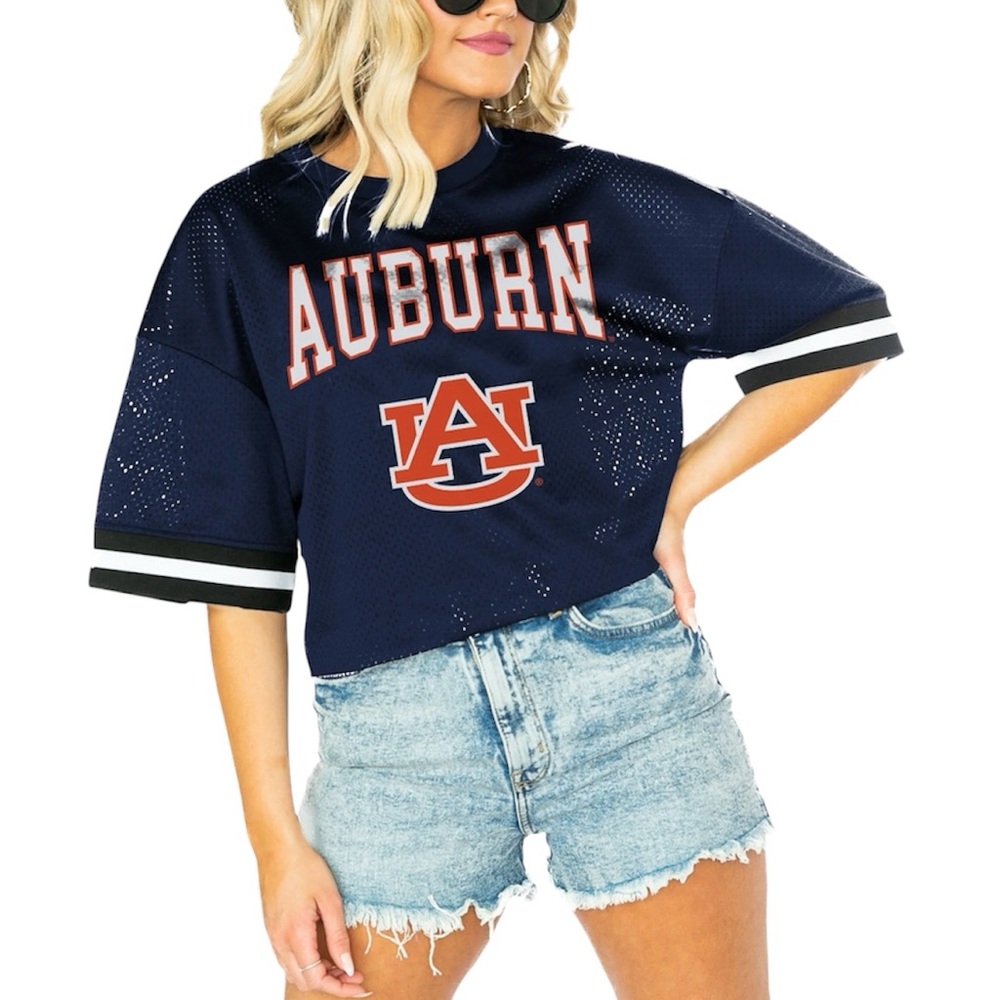 Orange Oversized Crop Jersey with Short Sleeves